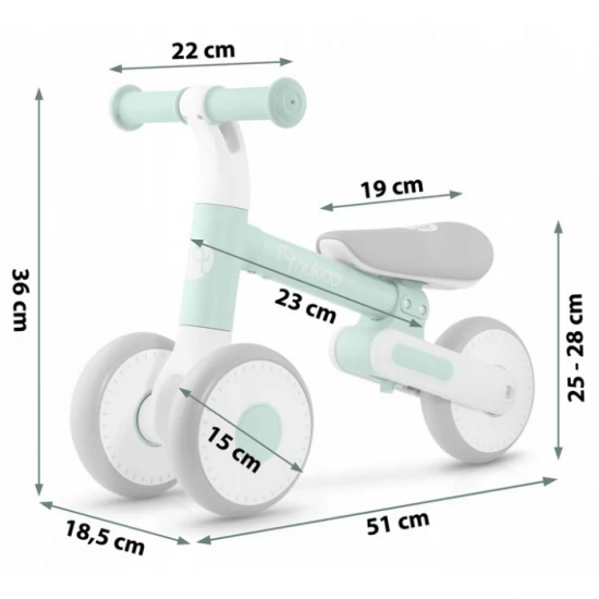 Bicicleta fara pedale pentru copii, 51 x 18.5 x 36 cm, roti EVA, Nukido NK-603 - Mint Bicicleta fara pedale pentru copii, 51 x 18.5 x 36 cm, roti EVA, Nukido NK-603 - Mint