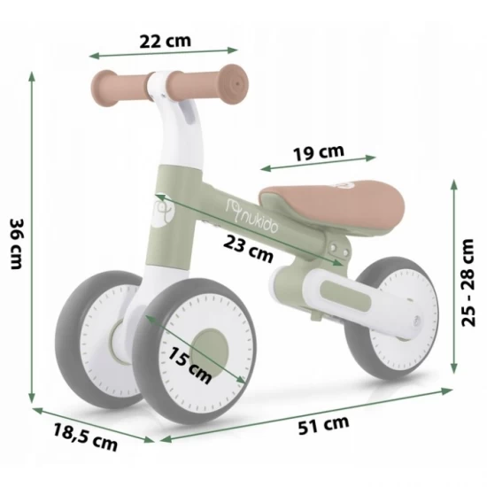 Bicicleta fara pedale pentru copii, 51 x 18.5 x 36 cm, roti EVA, Nukido NK-603 - Verde Bicicleta fara pedale pentru copii, 51 x 18.5 x 36 cm, roti EVA, Nukido NK-603 - Verde