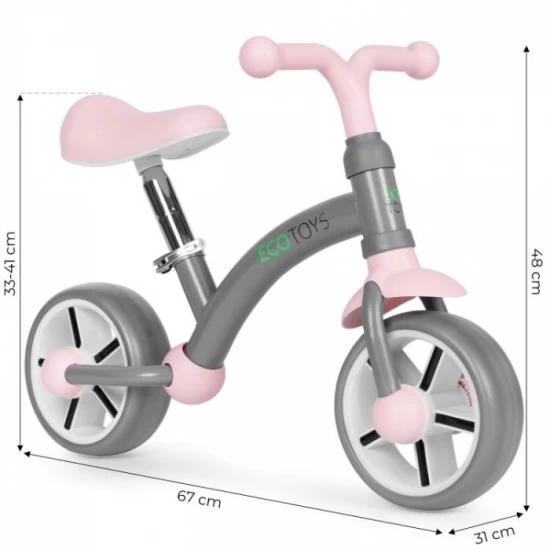 Bicicleta fara pedale pentru copii Ecotoys LC-V1252 - Gri-Roz