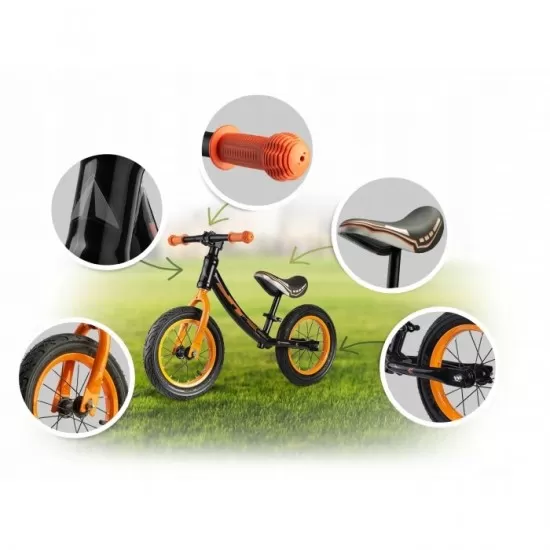 Bicicleta fara pedale Ricokids 760101 - Negru - Portocaliu Bicicleta fara pedale Ricokids 760101 - Negru - Portocaliu