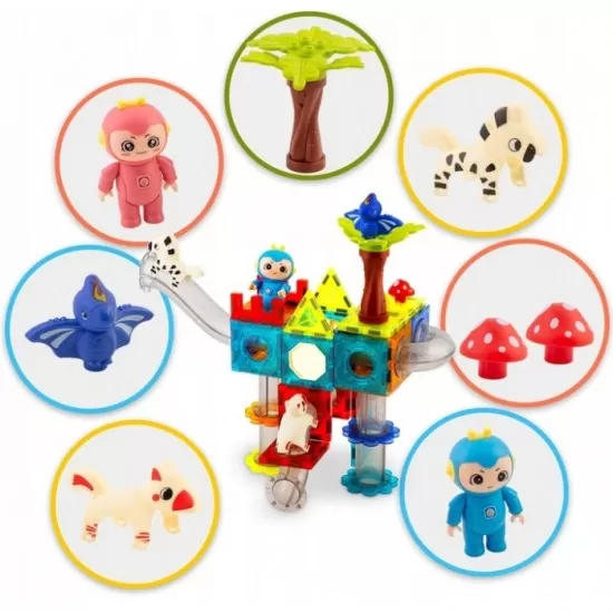 Blocuri magnetice, 107 elemente, Paradisul Dinozaurilor Ricokids RK-757 Blocuri magnetice, 107 elemente, Paradisul Dinozaurilor Ricokids RK-757
