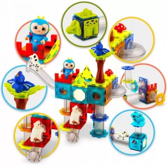 Blocuri magnetice, 107 elemente, Paradisul Dinozaurilor Ricokids RK-757 Blocuri magnetice, 107 elemente, Paradisul Dinozaurilor Ricokids RK-757