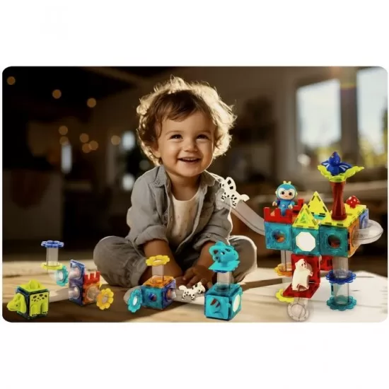 Blocuri magnetice, 107 elemente, Paradisul Dinozaurilor Ricokids RK-757 Blocuri magnetice, 107 elemente, Paradisul Dinozaurilor Ricokids RK-757