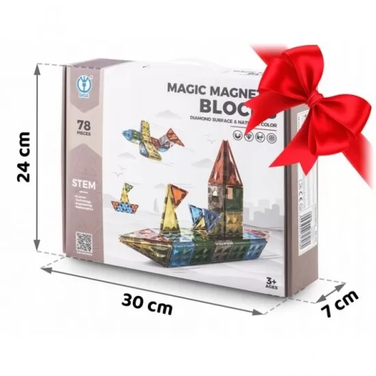 Blocuri magnetice, 78 elemente, Ricokids RK-766 Blocuri magnetice, 78 elemente, Ricokids RK-766
