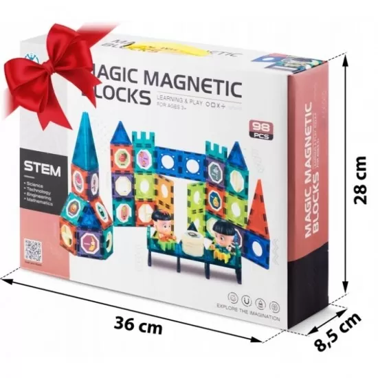 Blocuri magnetice, 98 elemente, Orasel Ricokids RK-768 Blocuri magnetice, 98 elemente, Orasel Ricokids RK-768