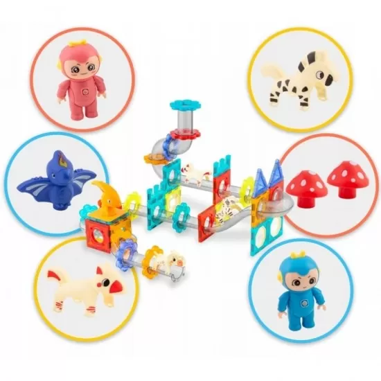 Blocuri magnetice cu tobogan, 153 elemente, Dinozauri Ricokids RK-764 Blocuri magnetice cu tobogan, 153 elemente, Dinozauri Ricokids RK-764