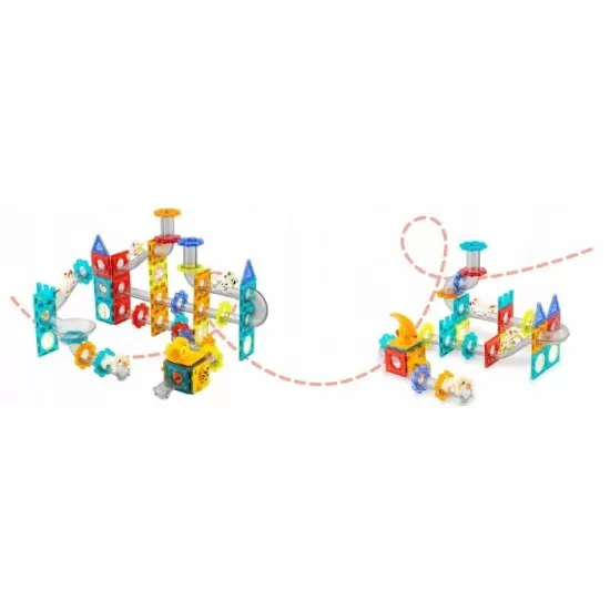 Blocuri magnetice cu tobogan, 153 elemente, Dinozauri Ricokids RK-764 Blocuri magnetice cu tobogan, 153 elemente, Dinozauri Ricokids RK-764