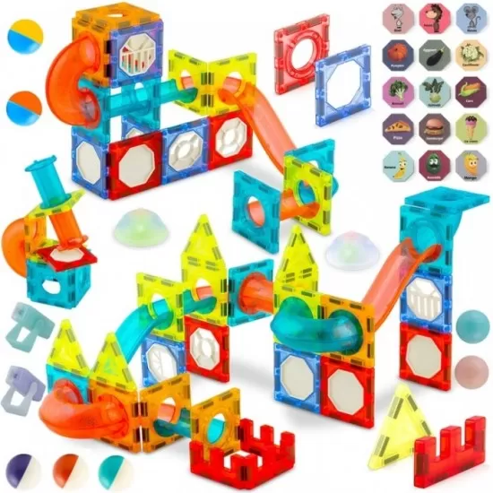 Blocuri magnetice si lumini, 75 elemente, Ricokids RK-763 Blocuri magnetice si lumini, 75 elemente, Ricokids RK-763