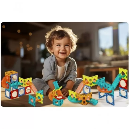 Blocuri magnetice si lumini, 75 elemente, Ricokids RK-763 Blocuri magnetice si lumini, 75 elemente, Ricokids RK-763