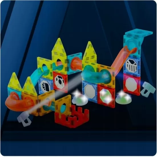 Blocuri magnetice si lumini, 75 elemente, Ricokids RK-763 Blocuri magnetice si lumini, 75 elemente, Ricokids RK-763