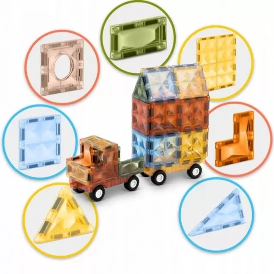 Blocuri magnetice si o masinuta, 100 elemente, Ricokids RK-766 Blocuri magnetice si o masinuta, 100 elemente, Ricokids RK-766