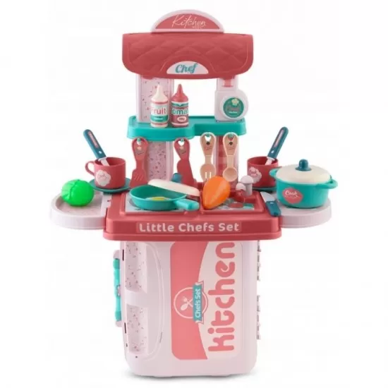 Bucatarie 3 in 1 cu accesorii incluse Ricokids 772900 - Roz Bucatarie 3 in 1 cu accesorii incluse Ricokids 772900 - Roz