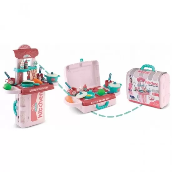 Bucatarie 3 in 1 cu accesorii incluse Ricokids 772900 - Roz Bucatarie 3 in 1 cu accesorii incluse Ricokids 772900 - Roz