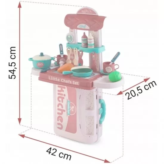 Bucatarie 3 in 1 cu accesorii incluse Ricokids 772900 - Roz Bucatarie 3 in 1 cu accesorii incluse Ricokids 772900 - Roz
