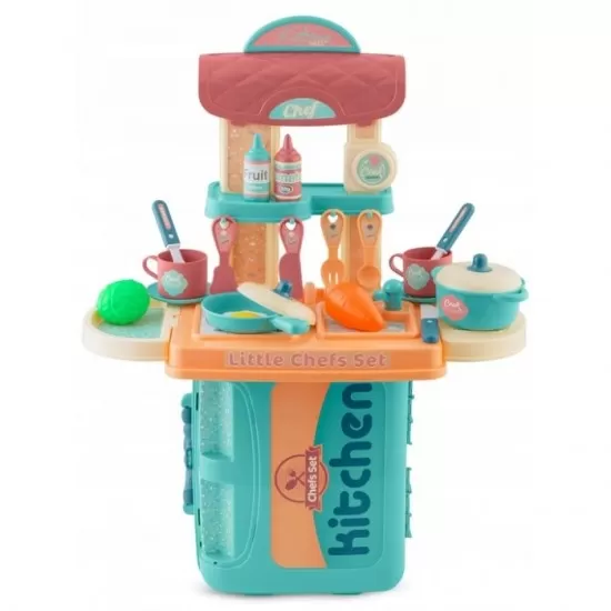 Bucatarie 3 in 1 cu accesorii incluse Ricokids 772901 - Turcoaz Bucatarie 3 in 1 cu accesorii incluse Ricokids 772901 - Turcoaz