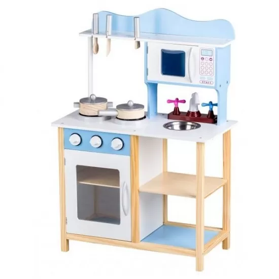 Bucatarie copii din lemn Ecotoys TK040 - Albastru Bucatarie copii din lemn Ecotoys TK040 - Albastru
