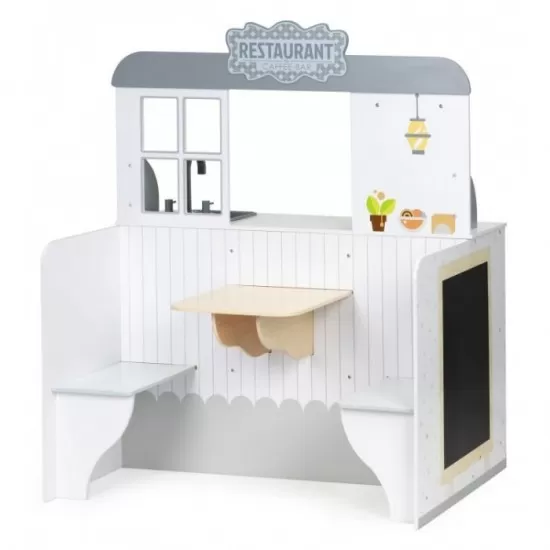 Bucatarie din lemn 2 in 1 tip restaurant pentru copii Ecotoys Bucatarie din lemn 2 in 1 tip restaurant pentru copii Ecotoys