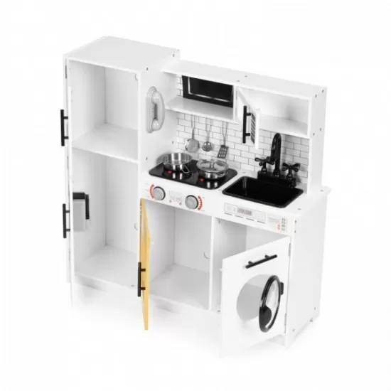 Bucatarie din lemn cu accesorii, sunete si LED-uri Ecotoys PLK562 Bucatarie din lemn cu accesorii, sunete si LED-uri Ecotoys PLK562