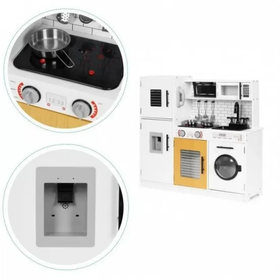 Bucatarie din lemn cu accesorii, sunete si LED-uri Ecotoys PLK562 Bucatarie din lemn cu accesorii, sunete si LED-uri Ecotoys PLK562