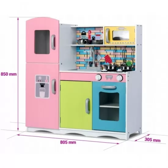 Bucatarie colorata din lemn cu accesorii Ricokids Bucatarie colorata din lemn cu accesorii Ricokids