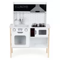 Bucatarie din lemn cu sunete, accesorii si LED-uri Ecotoys PLK537