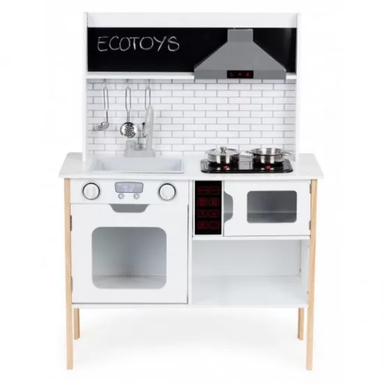 Bucatarie din lemn cu sunete, accesorii si LED-uri Ecotoys PLK537 Bucatarie din lemn cu sunete, accesorii si LED-uri Ecotoys PLK537