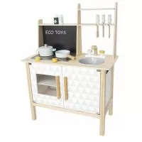 Bucatarie copii din lemn cu tabla pentru retete Ecotoys