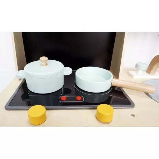 Bucatarie copii din lemn cu tabla pentru retete Ecotoys Bucatarie copii din lemn cu tabla pentru retete Ecotoys