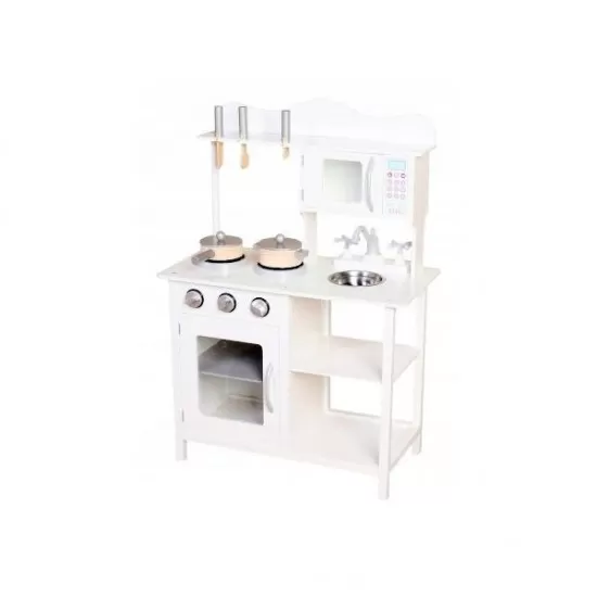 Bucatarie copii din lemn Ecotoys cu accesorii - Alb Bucatarie copii din lemn Ecotoys cu accesorii - Alb