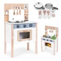 Bucatarie din lemn pentru copii cu accesorii, 48 x 26 x 77 cm, Ecotoys