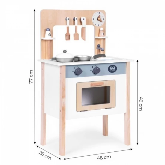 Bucatarie din lemn pentru copii cu accesorii, 48 x 26 x 77 cm, Ecotoys Bucatarie din lemn pentru copii cu accesorii, 48 x 26 x 77 cm, Ecotoys