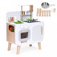 Bucatarie din lemn pentru copii cu accesorii, 58 x 29 x 73 cm, Ecotoys
