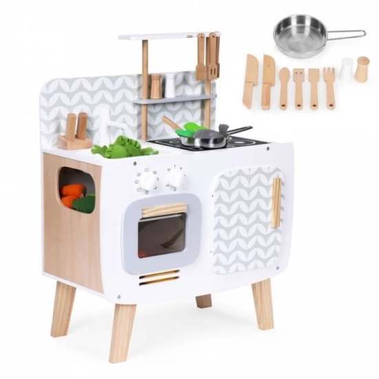 Bucatarie din lemn pentru copii cu accesorii, 58 x 29 x 73 cm, Ecotoys Bucatarie din lemn pentru copii cu accesorii, 58 x 29 x 73 cm, Ecotoys
