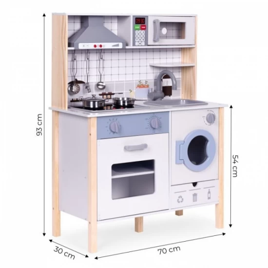 Bucatarie din lemn pentru copii cu accesorii, 70 x 30 x 93 cm, Ecotoys Bucatarie din lemn pentru copii cu accesorii, 70 x 30 x 93 cm, Ecotoys