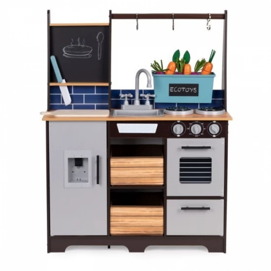 Bucatarie din lemn pentru copii cu accesorii, 74 x 29.5 x 96 cm, Ecotoys Bucatarie din lemn pentru copii cu accesorii, 74 x 29.5 x 96 cm, Ecotoys