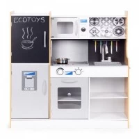 Bucatarie din lemn pentru copii cu accesorii, 90.3 x 31 x 90 cm, Ecotoys