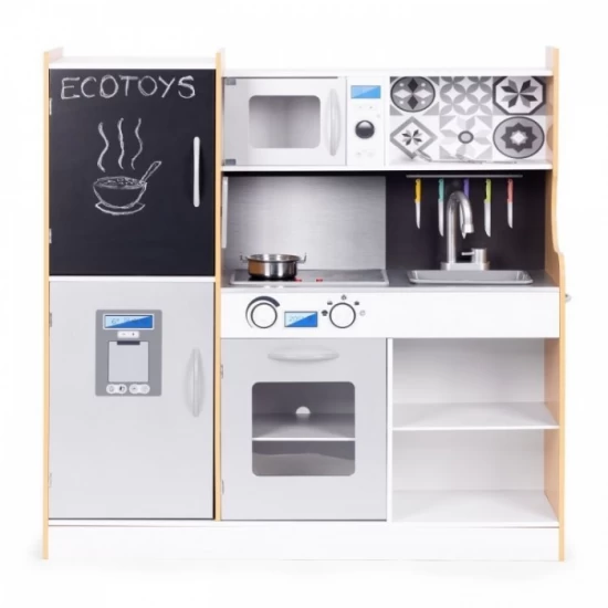 Bucatarie din lemn pentru copii cu accesorii, 90.3 x 31 x 90 cm, Ecotoys Bucatarie din lemn pentru copii cu accesorii, 90.3 x 31 x 90 cm, Ecotoys