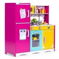 Bucatarie din lemn pentru copii cu accesorii, 92 x 29.5 x 83 cm, Ecotoys TL40027