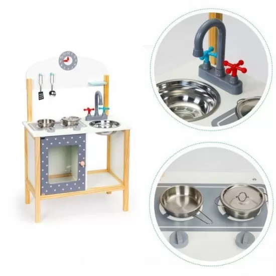 Bucatarie din lemn pentru copii cu accesorii Ecotoys PH02C005 Bucatarie din lemn pentru copii cu accesorii Ecotoys PH02C005
