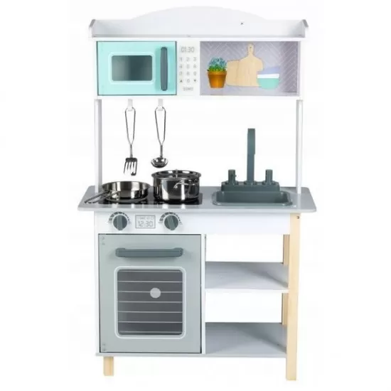 Bucatarie copii din lemn Ecotoys cu accesorii - Gri Bucatarie copii din lemn Ecotoys cu accesorii - Gri