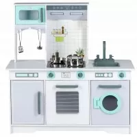Bucatarie copii din lemn Ecotoys cu accesorii aluminiu
