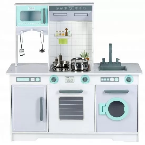 Bucatarie copii din lemn Ecotoys cu accesorii aluminiu Bucatarie copii din lemn Ecotoys cu accesorii aluminiu