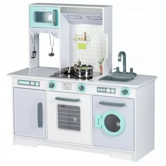Bucatarie copii din lemn Ecotoys cu accesorii aluminiu Bucatarie copii din lemn Ecotoys cu accesorii aluminiu