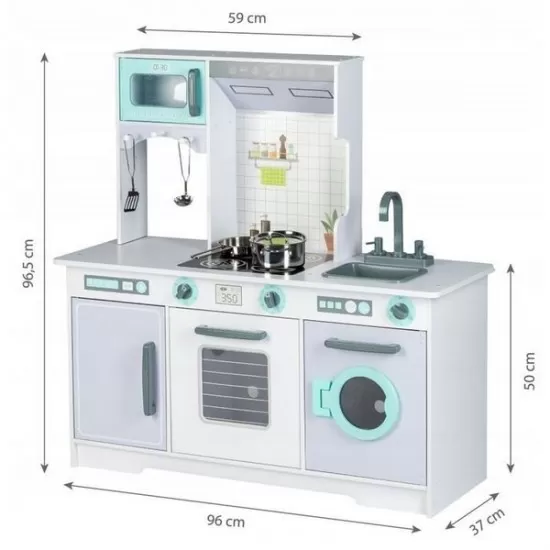 Bucatarie copii din lemn Ecotoys cu accesorii aluminiu Bucatarie copii din lemn Ecotoys cu accesorii aluminiu