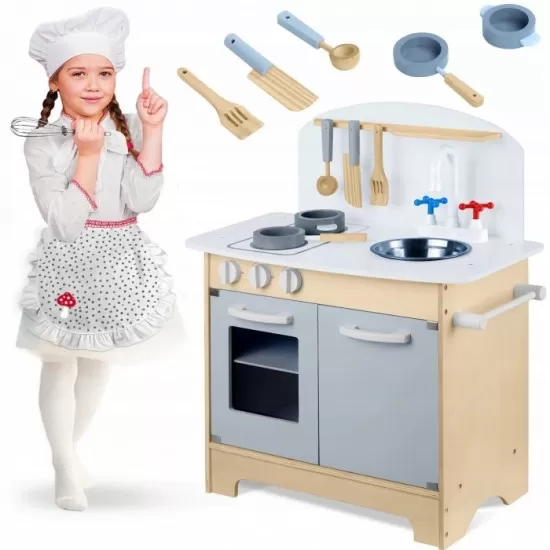 Bucatarie interctiva din lemn cu accesorii Ricokids 785200 Bucatarie interctiva din lemn cu accesorii Ricokids 785200