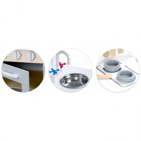 Bucatarie interctiva din lemn cu accesorii Ricokids 785200 Bucatarie interctiva din lemn cu accesorii Ricokids 785200
