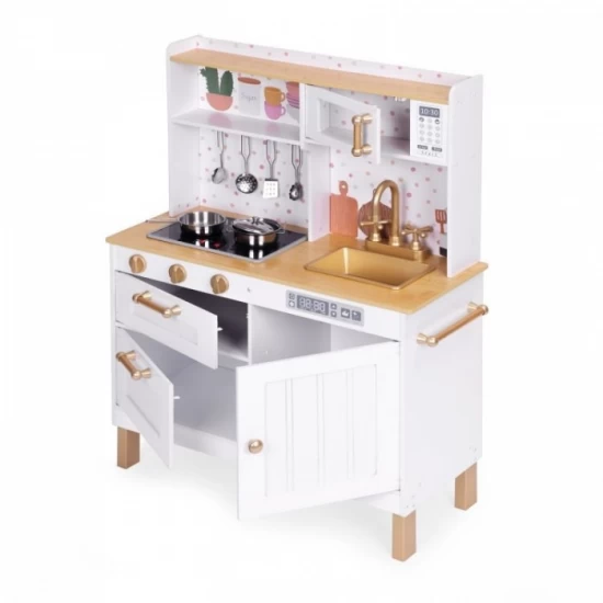 Bucatarie mare din lemn pentru copii cu accesorii, 70 x 30 x 93.5 cm, Ecotoys Bucatarie mare din lemn pentru copii cu accesorii, 70 x 30 x 93.5 cm, Ecotoys