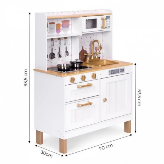 Bucatarie mare din lemn pentru copii cu accesorii, 70 x 30 x 93.5 cm, Ecotoys Bucatarie mare din lemn pentru copii cu accesorii, 70 x 30 x 93.5 cm, Ecotoys