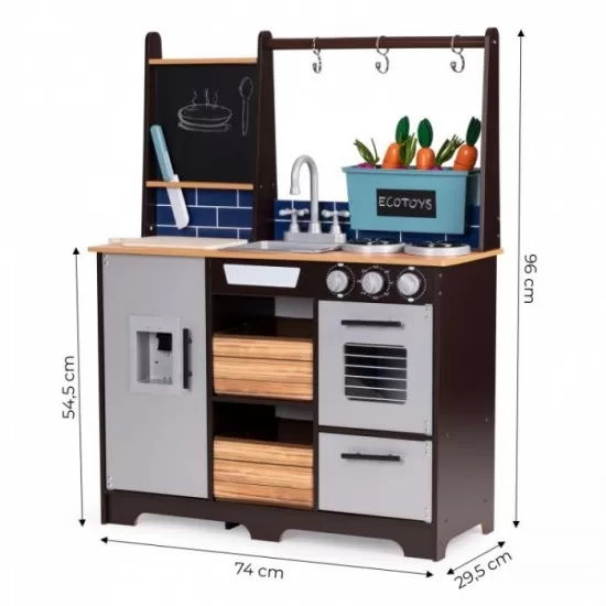 Bucatarie mare din lemn pentru copii cu accesorii Ecotoys 7265 Bucatarie mare din lemn pentru copii cu accesorii Ecotoys 7265
