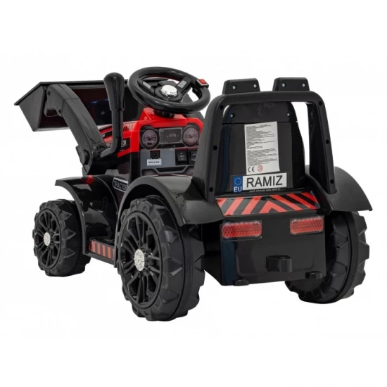 Buldozer electric cu cupa mobila ZP1001B, roti si scaun din plastic, 86x40x42 cm, putere 25W - Rosu Buldozer electric cu cupa mobila ZP1001B, roti si scaun din plastic, 86x40x42 cm, putere 25W - Rosu